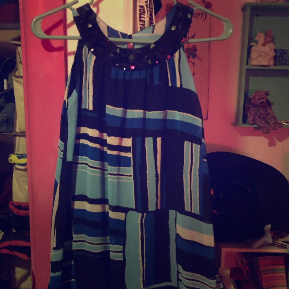 Blue and black kids size 8 scoop necked dress.